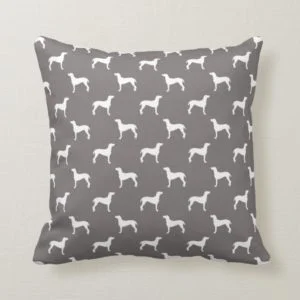 White Weimaraner Silhouettes On Grey Throw Pillow