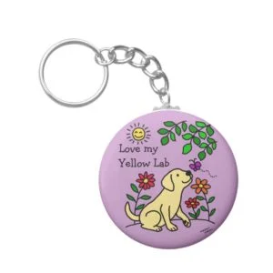 Yellow Labrador & Green Keychain