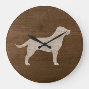 Yellow Labrador Retriever Silhouette Large Clock