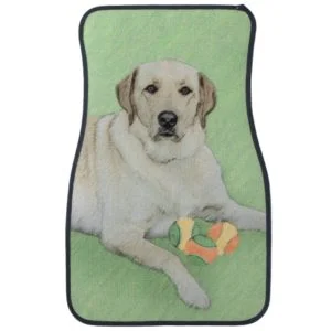 Yellow Labrador Retriever & Tennis Balls Painting Car Floor Mat