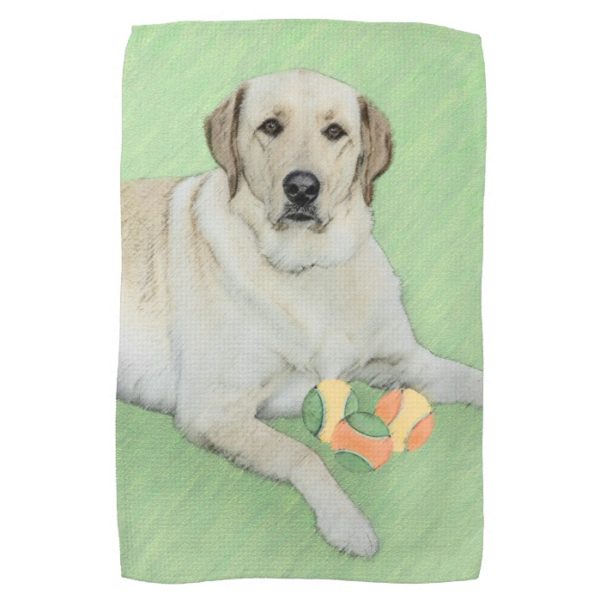 Yellow Labrador Retriever & Tennis Balls Painting Kitchen Towel