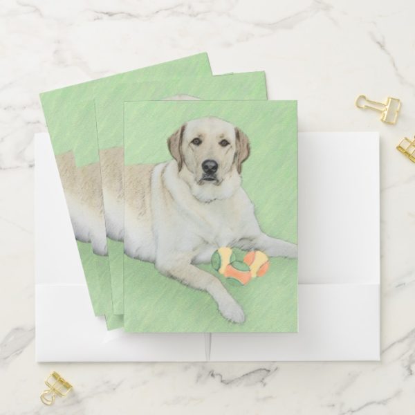 Yellow Labrador Retriever & Tennis Balls Painting Pocket Folder