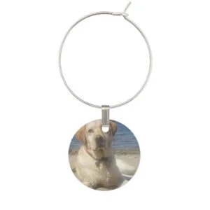 Yellow Labrador Retriever Wine Glass Charm