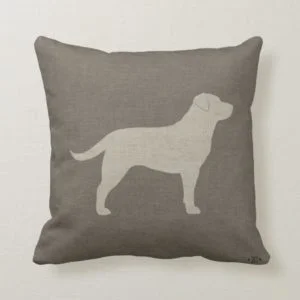 Yellow Labrador Silhouette | Faux Linen Style Throw Pillow