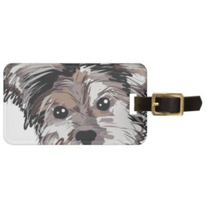 Yorkie Dog Pup Face Sketch Luggage Tag