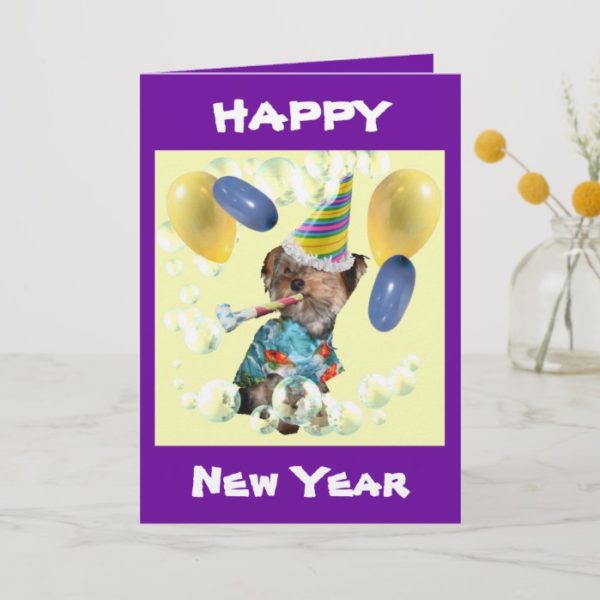Yorkie Happy New Year Card
