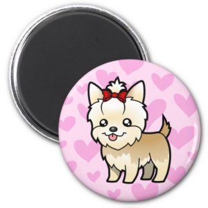 Yorkie Love (gold short hair with bow) Magnet