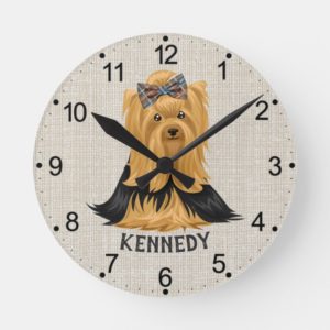 Yorkie Puppy | Dog Yorkshire Terrier Personalized Round Clock