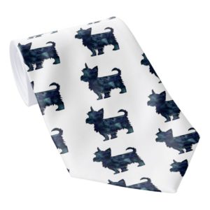Yorkie Terrier Black Watercolor Silhouette Neck Tie
