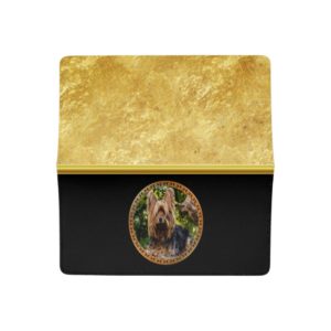 Yorkshire brown and black terrier gold foil design checkbook cover