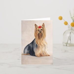 Yorkshire Terrier Dog Art Oil Painting Note Card