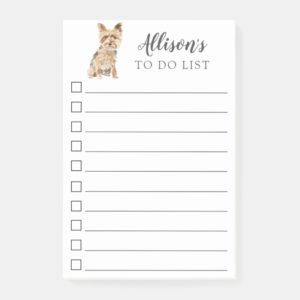 Yorkshire Terrier Dog Personalized To Do List Post-it Notes