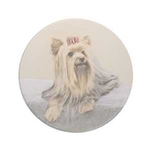 Yorkshire Terrier Painting - Cute Original Dog Art Coaster
