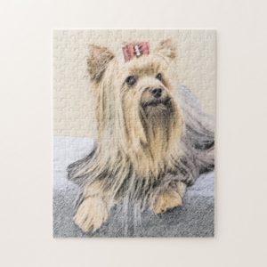 Yorkshire Terrier Painting - Cute Original Dog Art Jigsaw Puzzle