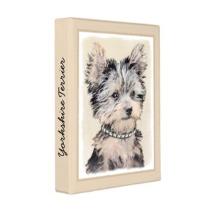 Yorkshire Terrier Painting - Cute Original Dog Art Mini Binder