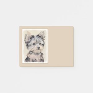 Yorkshire Terrier Painting - Cute Original Dog Art Post-it Notes
