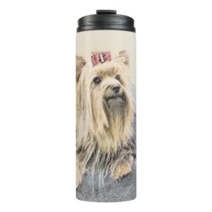 Yorkshire Terrier Painting - Cute Original Dog Art Thermal Tumbler