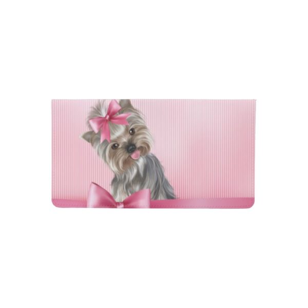 Yorkshire Terrier Pink Princess Yorkie Puppy Dog Checkbook Cover