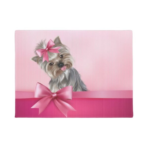 Yorkshire Terrier Pink Princess Yorkie Puppy Dog Doormat