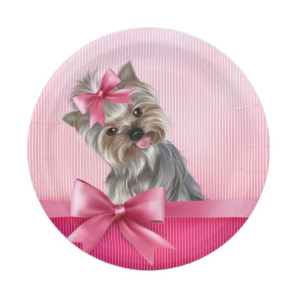 Yorkshire Terrier Pink Princess Yorkie Puppy Dog Paper Plate