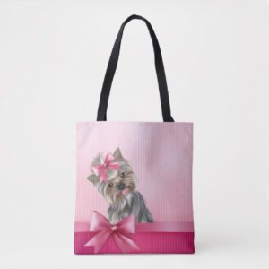 Yorkshire Terrier Pink Princess Yorkie Puppy Dog Tote Bag
