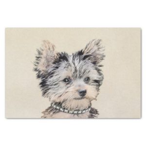 Yorkshire Terrier Puppy Painting Original Dog Art Tissue Paper