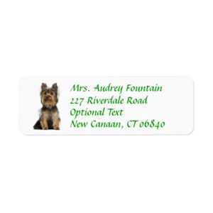 Yorkshire Terrier Puppy Return Address Label