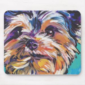 Yorkshire terrier yorkie Colorful Pop Dog Art Mouse Pad