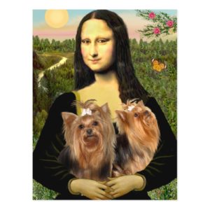 Yorkshire Terriers (two)  -  Mona Lisa Postcard