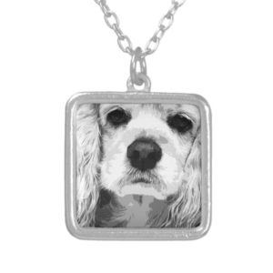 A black and white American cocker spaniel Silver Plated Necklace