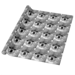 A black and white Pomeranian Wrapping Paper