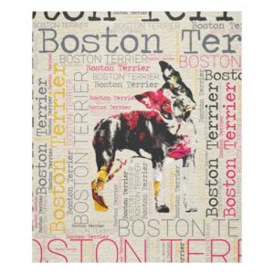 Adorable Boston Terrier Fleece Blanket