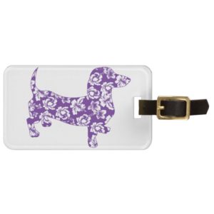 Aloha Purple Doxie Dachshund Bag Tag