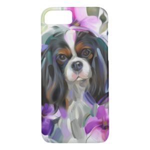 'Anemone' Tricolor cavalier dog art phone case