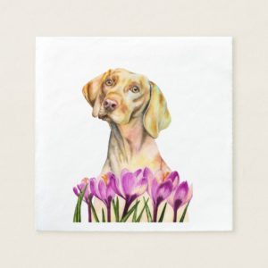 Angelic | Vizsla Dog and Crocus Watercolor Napkin