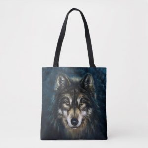 Artistic Wolf Face All-Over-Print Tote Bag