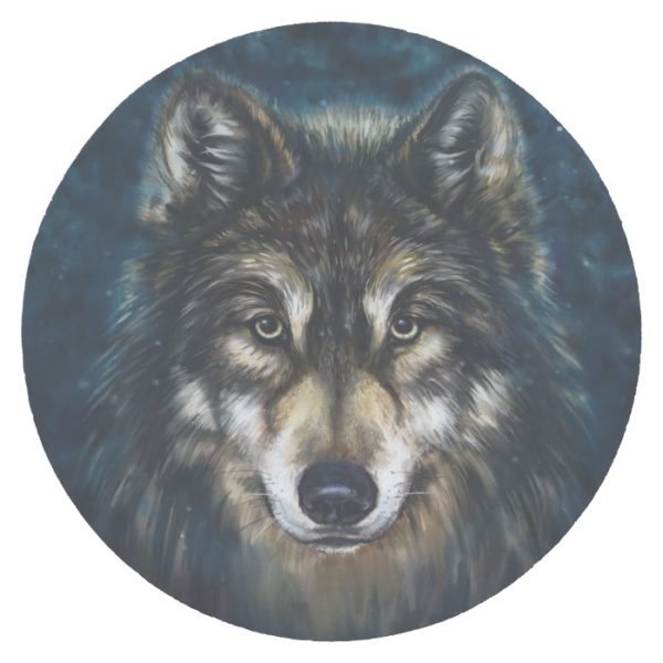 Artistic Wolf Face Round Paper Coaster