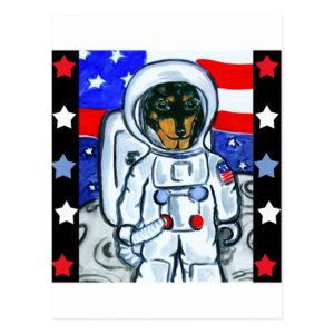 Astronaut dachshund postcard