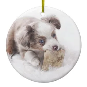 aussie red merle pup ceramic ornament