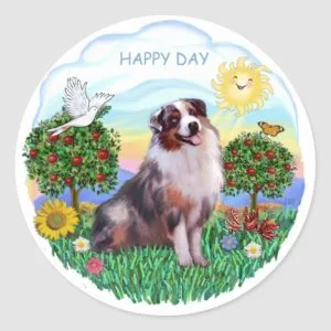 Australian Shepherd 1 Classic Round Sticker
