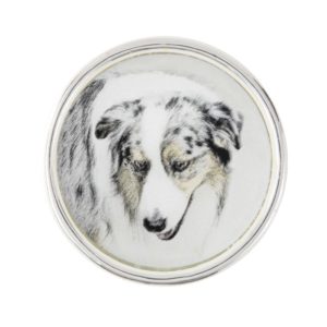 Australian Shepherd 2 Painting - Original Dog Art Lapel Pin