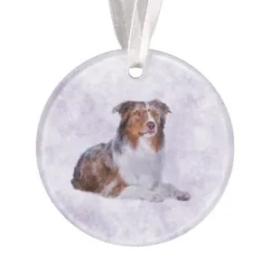 Australian Shepherd - Aussie Watercolor Digital Ar Ornament