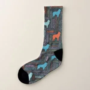 Australian Shepherd Aussie Word Art Socks