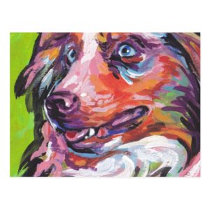 Australian shepherd Bright Colorful Pop Dog Art Postcard