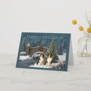 Australian Shepherd Christmas Card Evening
