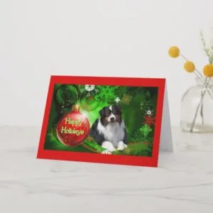 Australian Shepherd Christmas Card Happy Holidays