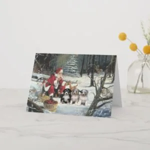 Australian Shepherd Christmas Card Woods