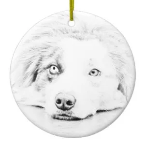 Australian Shepherd dog art Ceramic Ornament