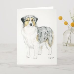 Australian Shepherd Dog Art Greeting Card