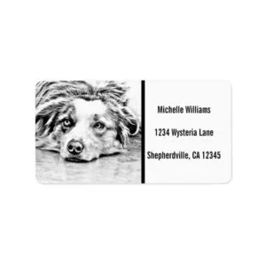 Australian Shepherd dog art Label